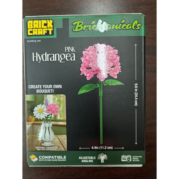 NWT Brick Craft Pink Hydrangea Flower Build- 121 Pieces - Picture 2 of 3